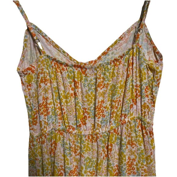 Mimi Chica Medium Yellow Orange Ditsy Floral Sleeveless Button Down Dress Boho - Picture 9 of 14